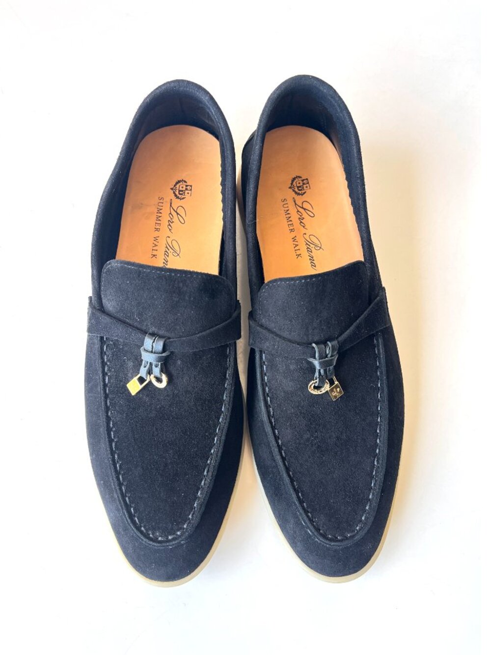 Women's Loro Piana Black Summer Charms Walk Suede Loafers Shoes Flats Size 40 - Picture 2 of 8